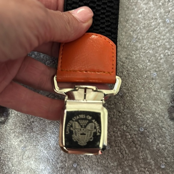 Decalen suspenders made in Poland black and camel leather chrome buckles stretch - Picture 2 of 6